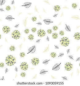Light Green, Yellow vector seamless elegant pattern with leaves and flowers. Colorful abstract illustration with leaves in doodle style. Brand new design for your business.
