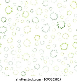 Light Green, Yellow vector seamless pattern with spheres. Beautiful colored illustration with blurred circles in nature style. Pattern can be used for futuristic ad, booklets.