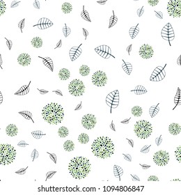 Light Green, Yellow vector seamless abstract background with leaves and flowers. Colorful illustration in doodle style with leaves, flowers. Doodle design can be used for your web site.