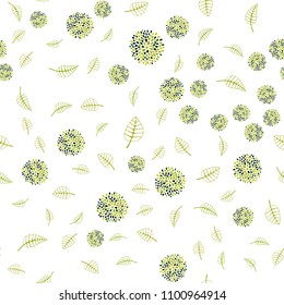Light Green, Yellow vector seamless elegant template with leaves and flowers. Glitter abstract illustration with leaves and flowers. Textured pattern for a website, banner.