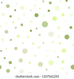 Light Green, Yellow vector seamless backdrop with hexagons. White background with colorful hexagons. Pattern for ads, leaflets.