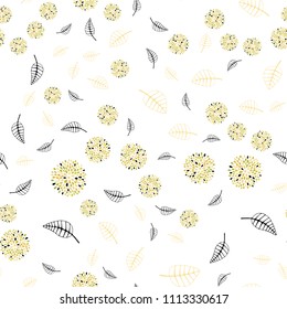 Light Green, Yellow vector seamless abstract design with leaves and flowers. Colorful illustration in doodle style with leaves, flowers. Completely new design for your business.