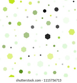 Light Green, Yellow vector seamless pattern with colorful hexagons. Glitter abstract illustration in hexagonal style. New design for website's poster, banner.