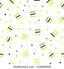 Light Green, Yellow vector seamless background with lines, ovals. Illustration with repetition of lines on white background. Pattern for trendy fabric, wallpapers.