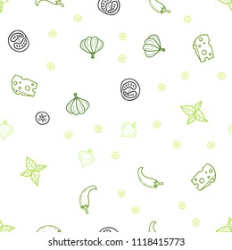Light Green, Yellow vector seamless background with tasty food. Decorative shining illustration with food on abstract template. Pattern for menu of cafes, bars, restaurants.