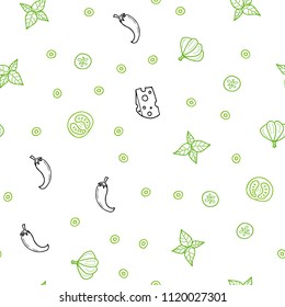 Light Green, Yellow vector seamless layout with restaurant food. Fast Food on blurred abstract background with colorful gradient. Template for meal cooking in kitchen.