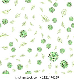Light Green, Yellow vector seamless natural pattern with leaves and flowers. Illustration with doodles on abstract template. Pattern for heads of websites and designs.