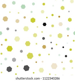 Light Green, Yellow vector seamless texture with colorful hexagons. Colorful hexagons on white backdrop. Beautiful design for your business advert.