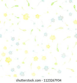 Light Green, Yellow vector seamless sketch backdrop. Doodle illustration of leaves in Origami style with gradient. Pattern for brand book.