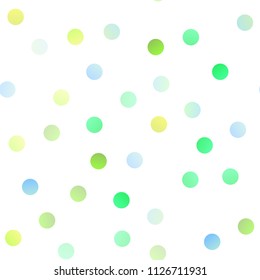 Light Green, Yellow vector seamless background with dots. Beautiful colored illustration with blurred circles in nature style. Completely new template for your brand book.