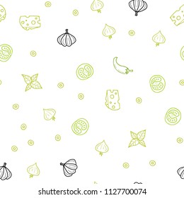 Light Green, Yellow vector seamless texture with delicious snacks. Fast Food on blurred abstract background with colorful gradient. Pattern for ads of breakfast, lunch, dinner.