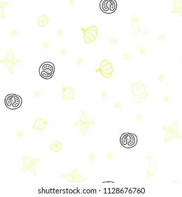 Light Green, Yellow vector seamless texture with delicious snacks. Fast Food on blurred abstract background with colorful gradient. Pattern for ad, booklets, leaflets of restaurants.