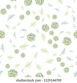Light Green, Yellow vector seamless elegant background with leaves and flowers. Colorful abstract illustration with leaves in doodle style. Pattern for heads of websites and designs.