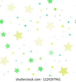 Light Green, Yellow vector seamless texture with beautiful stars. Glitter abstract illustration with colored stars. The pattern can be used for wrapping gifts.