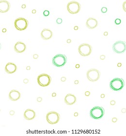 Light Green, Yellow vector seamless layout with circle shapes. Beautiful colored illustration with blurred circles in nature style. Pattern can be used for futuristic ad, booklets.