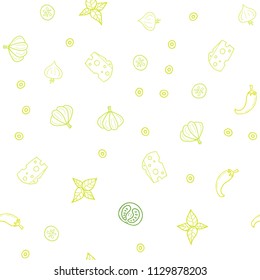 Light Green, Yellow vector seamless layout with restaurant food. Glitter abstract sketch with gourmet food. Pattern for ads of breakfast, lunch, dinner.