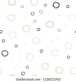Light Green, Yellow vector seamless cover with spots. Blurred decorative design in abstract style with bubbles. New design for ad, poster, banner of your website.