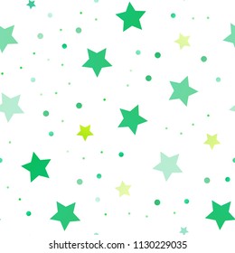 Light Green, Yellow vector seamless texture with beautiful stars. Stars on blurred abstract background with gradient. The pattern can be used for new year ad, booklets.