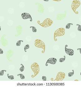 Light Green, Yellow vector seamless natural backdrop with leaves and flowers. Leaves and flowers with gradient on white background. Elegant pattern for your brand book.