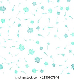Light Green, Yellow vector seamless hand painted texture. Sketchy doodles with leaves on white background. A new texture for your design.