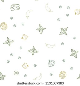 Light Green, Yellow vector seamless layout with restaurant food. Fast Food on blurred abstract background with colorful gradient. Pattern for ads of breakfast, lunch, dinner.