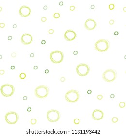 Light Green, Yellow vector seamless template with circles. Blurred bubbles on abstract background with colorful gradient. Completely new template for your brand book.