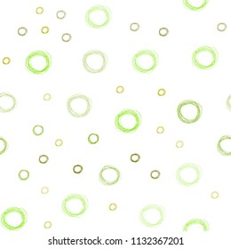 Light Green, Yellow vector seamless texture with disks. Blurred decorative design in abstract style with bubbles. Beautiful design for your business advert.