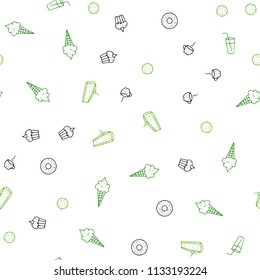 Light Green, Yellow vector seamless background with tasty food. Illustration with set of fresh food in doodle style. Pattern for menu of cafes, bars, restaurants.