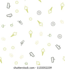 Light Green, Yellow vector seamless pattern with fresh ingredients. Glitter abstract sketch with gourmet food. Template for meal cooking in kitchen.