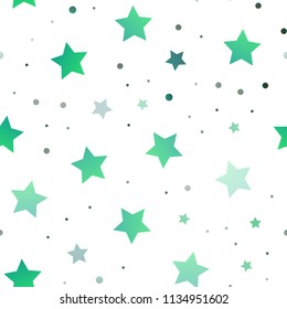 Light Green, Yellow vector seamless pattern with christmas stars. Stars on blurred abstract background with gradient. The pattern can be used for wrapping gifts.