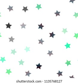 Light Green, Yellow vector seamless texture with beautiful stars. Shining colored illustration with stars. The pattern can be used for wrapping gifts.