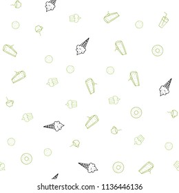 Light Green, Yellow vector seamless layout with restaurant food. Illustration with set of fresh food in doodle style. Design for ad, poster, banner of cafes or restaurants.