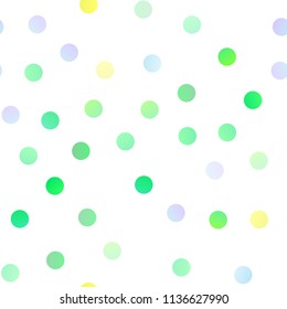 Light Green, Yellow vector seamless template with circles. Glitter abstract illustration with blurred drops of rain. New design for ad, poster, banner of your website.