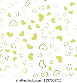 Light Green, Yellow vector seamless cover with Shining hearts. Decorative shining illustration with hearts on abstract template. Pattern can be used for valentine's ad, booklets.