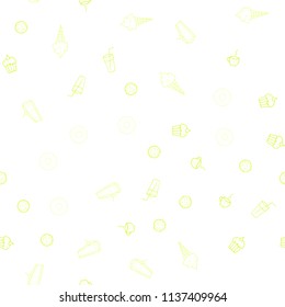 Light Green, Yellow vector seamless template with organic meal. Fast Food on blurred abstract background with colorful gradient. Pattern for menu of cafes, bars, restaurants.