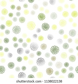 Light Green, Yellow vector seamless doodle blurred background. A vague abstract illustration with flowers in doodles style. Pattern for colorful books and pages for kids.