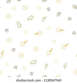 Light Green, Yellow vector seamless texture with delicious snacks. Blurred decorative design of snacks in doodle style. Pattern for menu of cafes, bars, restaurants.