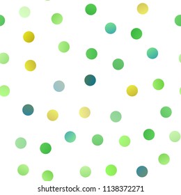 Light Green, Yellow vector seamless cover with spots. Blurred decorative design in abstract style with bubbles. The pattern can be used for ads, leaflets of liquid.