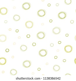 Light Green, Yellow vector seamless layout with circle shapes. Beautiful colored illustration with blurred circles in nature style. Pattern can be used as texture of wallpapers.