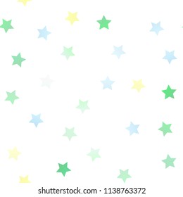 Light Green, Yellow vector seamless cover with small and big stars. Stars on blurred abstract background with gradient. The pattern can be used for websites.