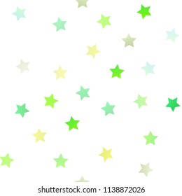 Light Green, Yellow vector seamless background with colored stars. Glitter abstract illustration with colored stars. The pattern can be used for wrapping gifts.
