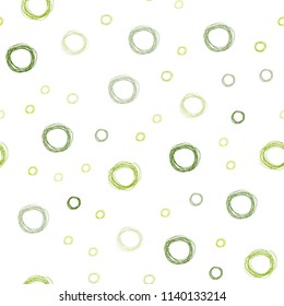 Light Green, Yellow vector seamless background with bubbles. Blurred bubbles on abstract background with colorful gradient. Completely new template for your brand book.