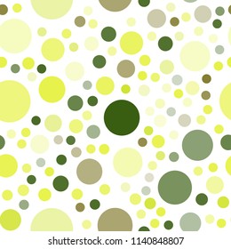 Light Green, Yellow vector seamless template with circles. Modern abstract illustration with colorful water drops. Pattern can be used for ads, leaflets.