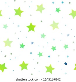 Light Green, Yellow vector seamless texture with beautiful stars. Glitter abstract illustration with colored stars. The pattern can be used for wrapping gifts.