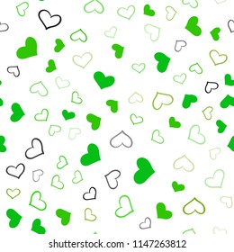 Light Green, Yellow vector seamless template with doodle hearts. Beautiful colored illustration with hearts in celebration style. Pattern for marriage gifts, congratulations.