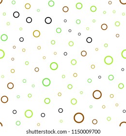 Light Green, Yellow vector seamless pattern with spheres. Beautiful colored illustration with blurred circles in nature style. Pattern can be used for beautiful websites.