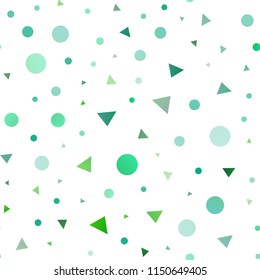 Light Green, Yellow vector seamless background with triangles, circles. Beautiful illustration with circles, triangles in nature style. Trendy design for wallpaper, fabric makers.