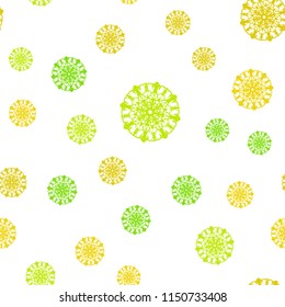 Light Green, Yellow vector seamless pattern with christmas snowflakes. Blurred decorative design in xmas style with snow. Design for textile, fabric, wallpapers.