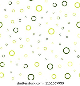 Light Green, Yellow vector seamless cover with spots. Illustration with set of shining colorful abstract circles. Pattern can be used for ads, leaflets.