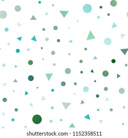 Light Green, Yellow vector seamless backdrop with lines, circles. Modern abstract illustration with colorful dots, lines. Pattern for design of window blinds, curtains.